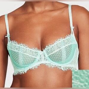 Victoria’s Secret DREAM ANGELS Bra & Panty Set Aqua Mesh & Lace 38DD & XL new!